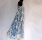 Robe longue sans manche en coton,imprimé block print , blanc et indigo 10 pans 