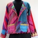 Veste courte réversible en patchwork de coton gaudri multicolore, gai et lumineux 