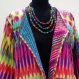 Veste courte réversible en patchwork de coton gaudri multicolore, gai et lumineux 