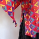 Tunique ample rouge et multicolore africa en coton imprimé ethnique 