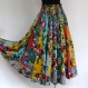 Jupe mi-longue multicolore à dessins fleurs shalimar en coton léger, 45 pans 