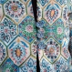 Veste courte réversible en soie imprimée beige , bleu et vert, doublée polyester et soie unie 