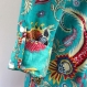 Tunique top en coton léger imprimée multicolore, doublée coton uni 