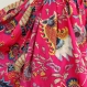 Jupe courte fuchsia et multicolores en coton imprimé paisley , 36 pans avec écharpe / ceinture assortie 