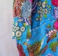 Veste à grand col croisé réversible en coton gaudri bleu et multicolores imprimé exotic 