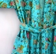 Kimono robe de chambre bleu turquoise à petites fleurs en coton imprimé paradise 