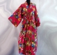 Kimono robe de chambre fuchsia à fleurs en coton imprimé shalimar 