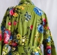 Kimono robe de chambre vert à fleurs en coton imprimé shalimar 