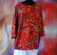 Reserve top t-shirt large femme en jersey rouge à fleurs imprimé oiseau de paradis 