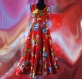 Robe longue rouge à fleurs en coton collection shalimar sans manches 