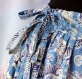 Jupe longue bleue et blanche block print ethnique indien froncée à la taille avec ceinture 