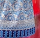 Jupe longue bleue et blanche block print ethnique indien froncée à la taille avec ceinture 