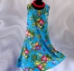 Robe trapèze bleue à fleurs sans manches en coton imprimé shalimar 
