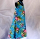 Robe trapèze bleue à fleurs sans manches en coton imprimé shalimar 