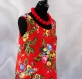Robe trapèze rouge à fleurs sans manches en coton imprimé shalimar 