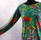 Top t-shirt femme en jersey vert à fleurs imprimé oiseau de paradis 