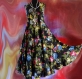 Robe longue noire à fleurs en coton collection shalimar sans manches 