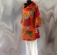 Tunique femme orange à fleurs à manches longues en coton collection exotic 