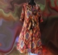 Longue robe kurta tons bruns et multicolores en coton motif ethnique ikat 