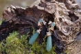 Boucles d'oreilles lierre en or jaune et aventurine, pierre semi précieuse, pendants mobiles, gouttes vert jade 