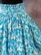 Jupe longue bleue et blanche en coton motif ethnique ikat 45 pans 