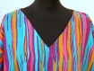 Tunique ample bleue et rose à rayures manches courtes africa en coton 