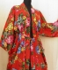 Kimono robe de chambre rouge en coton imprimé shalimar