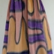 Jupe longue multicolore pop art, saumon, safran et violet, élastiquée à la taille en viscose doublée coton 