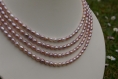 Collier de 4 rangs de perles de culture roses ovales 