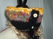 Snood tour de cou en laine tricotée orange, noir, violet et beige