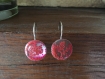 Boucles d'oreilles rouge en perles microbille cabochon 