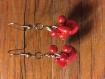 Boucles d'oreilles pendantes rouges 