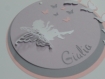 Faire-part rond fée et papillon (modèle giulia ) 3 dimensions et ciselés, mauve, gris et rose , cercles concentrique personnalisable baptême, 