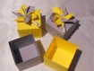 Ballotin, boîte dragées moulin à vent 3 dimensions jaune et gris, baptême mariage anniversaire 