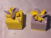 Ballotin, boîte dragées moulin à vent 3 dimensions jaune et gris, baptême mariage anniversaire 