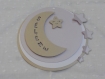 Faire-part rond lune et étoiles (modéle sélène) en 3d, cercles concentrique personnalisable baptéme, naissance 