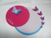 Faire-part rond papillons (modéle juliana), cercles concentrique personnalisable baptéme, naissance 