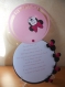 Faire-part rond 3 dimensions (relief) rose blanc noire (souris), cercles concentrique personnalisable baptéme, naissance, anniversaire 