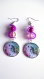 Boucles d'oreille perles rose, cabochon marylin,sangle silicone 