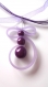 Collier organza violet, perle magiques prunes, sangle mauve 