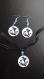 Boucles d'oreilles cabochons en résine, motif fée noire, perles turquoise 