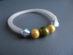 Bracelet perles magique jaune et verte,cylindre,tube silicone 