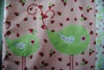 Couverture bébé thème oiseaux, rose vert, cadeau de naissance