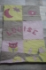 Couverture bébé gris, vert et rose, thème oiseaux chouette pour louise 
