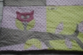 Couverture bébé gris, vert et rose, thème oiseaux chouette pour louise 