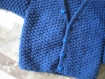 Gilet bleu bébé garçon tricot main 