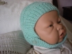 Bonnet casque pour bébé fille tricot main 