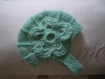 Bonnet casque pour bébé fille tricot main 