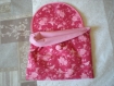 Pochette housse pour tablette numérique tissu japonisant rose fleuri 