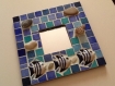 Miroir carré mosaïque bleu et coquillages esprit marin 